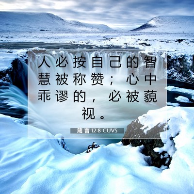 Picture 07 - 箴 言 12:8 CUVS - 人 必 按 自 己 的 智 慧 被 称 赞 ； - Bible Verse Picture
