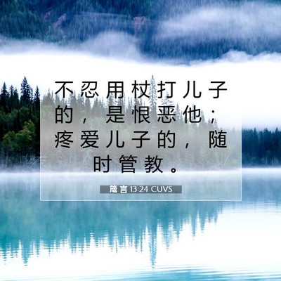Picture 07 - 箴 言 13:24 CUVS - 不 忍 用 杖 打 儿 子 的 ， 是 恨 恶 - Bible Verse Picture
