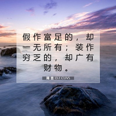 Picture 07 - 箴 言 13:7 CUVS - 假 作 富 足 的 ， 却 一 无 所 有 ； - Bible Verse Picture