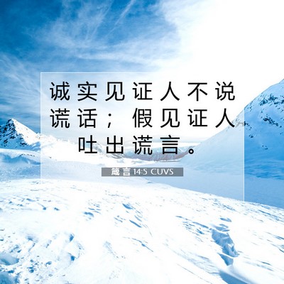 Picture 07 - 箴 言 14:5 CUVS - 诚 实 见 证 人 不 说 谎 话 ； 假 见 - Bible Verse Picture