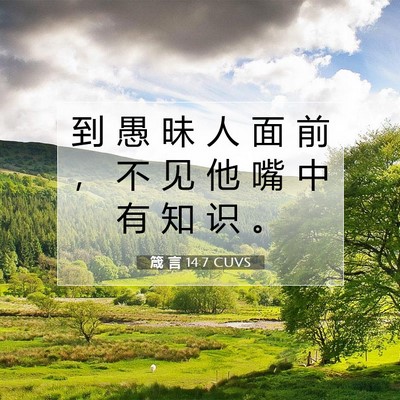 Picture 07 - 箴 言 14:7 CUVS - 到 愚 昧 人 面 前 ， 不 见 他 嘴 中 - Bible Verse Picture