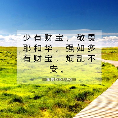 Picture 07 - 箴 言 15:16 CUVS - 少 有 财 宝 ， 敬 畏 耶 和 华 ， 强 - Bible Verse Picture
