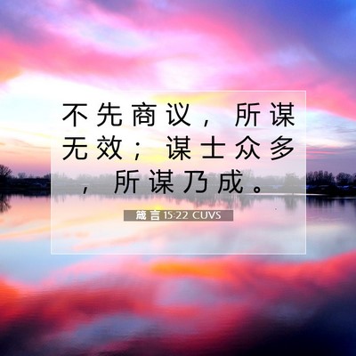 Picture 07 - 箴 言 15:22 CUVS - 不 先 商 议 ， 所 谋 无 效 ； 谋 士 - Bible Verse Picture