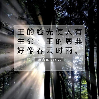 Picture 07 - 箴 言 16:15 CUVS - 王 的 脸 光 使 人 有 生 命 ； 王 的 - Bible Verse Picture