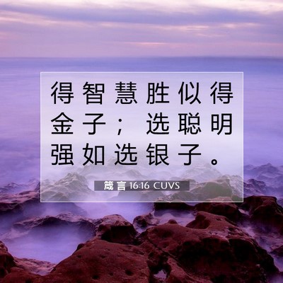 Picture 07 - 箴 言 16:16 CUVS - 得 智 慧 胜 似 得 金 子 ； 选 聪 明 - Bible Verse Picture