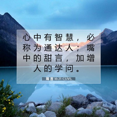 Picture 07 - 箴 言 16:21 CUVS - 心 中 有 智 慧 ， 必 称 为 通 达 人 - Bible Verse Picture