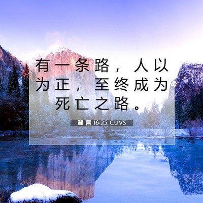 Picture 07 - 箴 言 16:25 CUVS - 有 一 条 路 ， 人 以 为 正 ， 至 终 - Bible Verse Picture