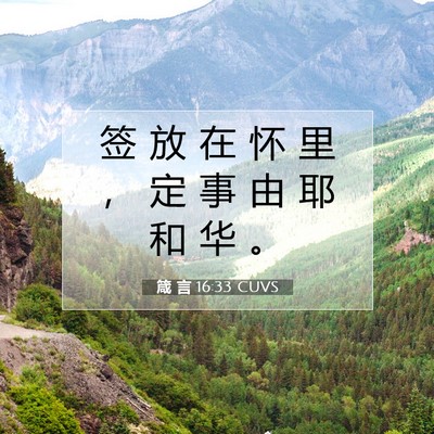 Picture 07 - 箴 言 16:33 CUVS - 签 放 在 怀 里 ， 定 事 由 耶 和 华 - Bible Verse Picture