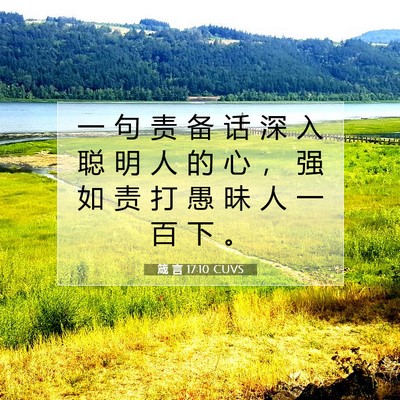 Picture 07 - 箴 言 17:10 CUVS - 一 句 责 备 话 深 入 聪 明 人 的 心 - Bible Verse Picture