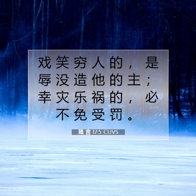 Picture 07 - 箴 言 17:5 CUVS - 戏 笑 穷 人 的 ， 是 辱 没 造 他 的 - Bible Verse Picture