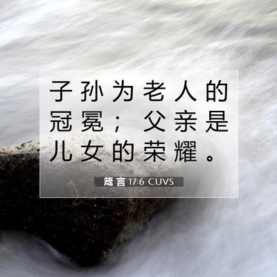 Picture 07 - 箴 言 17:6 CUVS - 子 孙 为 老 人 的 冠 冕 ； 父 亲 是 - Bible Verse Picture