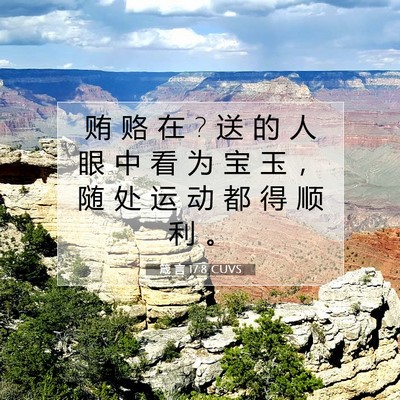 Picture 07 - 箴 言 17:8 CUVS - 贿 赂 在 ? 送 的 人 眼 中 看 为 宝 玉 - Bible Verse Picture