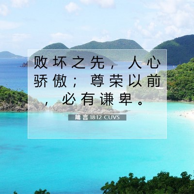 Picture 07 - 箴 言 18:12 CUVS - 败 坏 之 先 ， 人 心 骄 傲 ； 尊 荣 - Bible Verse Picture
