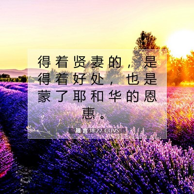Picture 07 - 箴 言 18:22 CUVS - 得 着 贤 妻 的 ， 是 得 着 好 处 ， - Bible Verse Picture