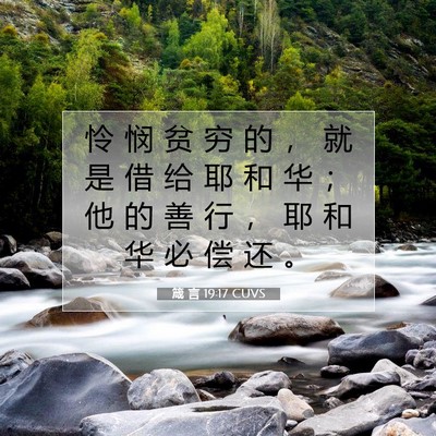 Picture 07 - 箴 言 19:17 CUVS - 怜 悯 贫 穷 的 ， 就 是 借 给 耶 和 - Bible Verse Picture