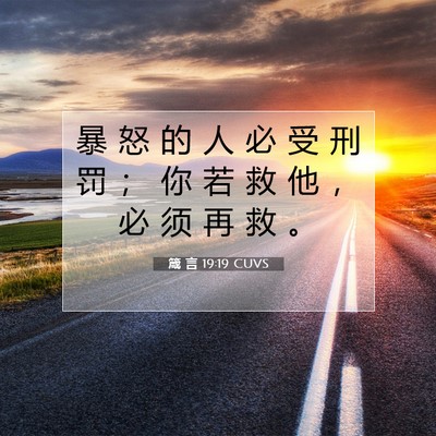 Picture 07 - 箴 言 19:19 CUVS - 暴 怒 的 人 必 受 刑 罚 ； 你 若 救 - Bible Verse Picture