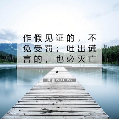 Picture 07 - 箴 言 19:9 CUVS - 作 假 见 证 的 ， 不 免 受 罚 ； 吐 - Bible Verse Picture