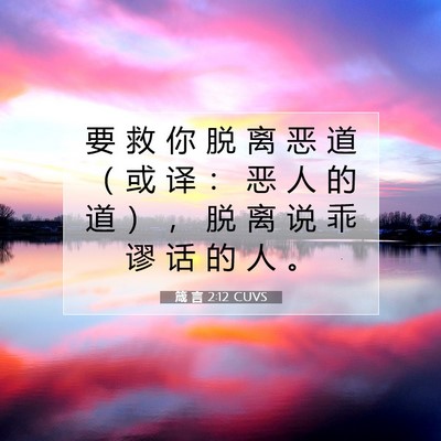 Picture 07 - 箴 言 2:12 CUVS - 要 救 你 脱 离 恶 道 （ 或 译 ： 恶 - Bible Verse Picture