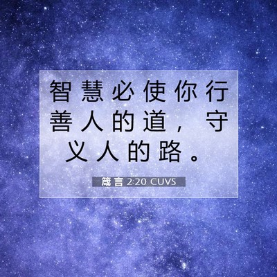 Picture 07 - 箴 言 2:20 CUVS - 智 慧 必 使 你 行 善 人 的 道 ， 守 - Bible Verse Picture