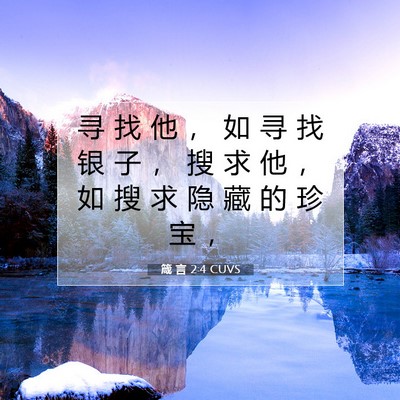 Picture 07 - 箴 言 2:4 CUVS - 寻 找 他 ， 如 寻 找 银 子 ， 搜 求 - Bible Verse Picture