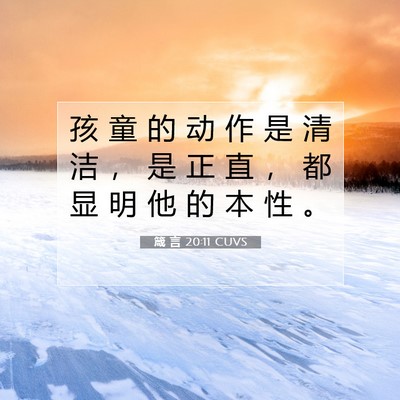 Picture 07 - 箴 言 20:11 CUVS - 孩 童 的 动 作 是 清 洁 ， 是 正 直 - Bible Verse Picture