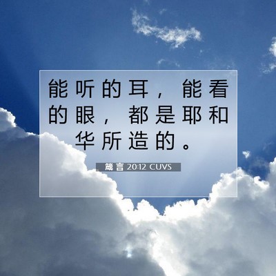 Picture 07 - 箴 言 20:12 CUVS - 能 听 的 耳 ， 能 看 的 眼 ， 都 是 - Bible Verse Picture