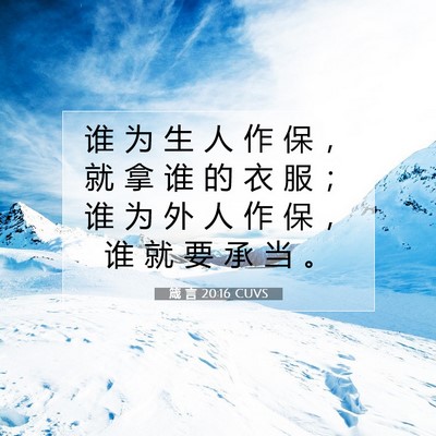 Picture 07 - 箴 言 20:16 CUVS - 谁 为 生 人 作 保 ， 就 拿 谁 的 衣 - Bible Verse Picture