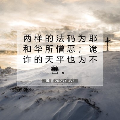 Picture 07 - 箴 言 20:23 CUVS - 两 样 的 法 码 为 耶 和 华 所 憎 恶 - Bible Verse Picture