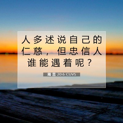 Picture 07 - 箴 言 20:6 CUVS - 人 多 述 说 自 己 的 仁 慈 ， 但 忠 - Bible Verse Picture