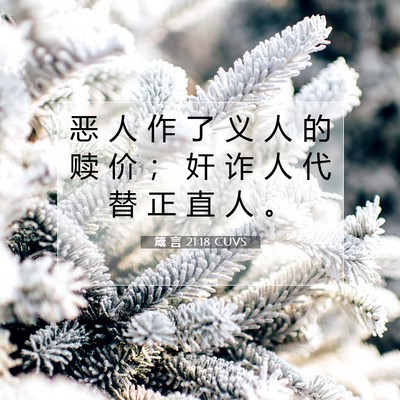 Picture 07 - 箴 言 21:18 CUVS - 恶 人 作 了 义 人 的 赎 价 ； 奸 诈 - Bible Verse Picture