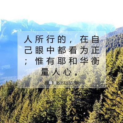 Picture 07 - 箴 言 21:2 CUVS - 人 所 行 的 ， 在 自 己 眼 中 都 看 - Bible Verse Picture