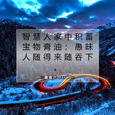 Picture 07 - 箴 言 21:20 CUVS - 智 慧 人 家 中 积 蓄 宝 物 膏 油 ； - Bible Verse Picture