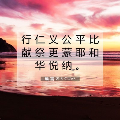 Picture 07 - 箴 言 21:3 CUVS - 行 仁 义 公 平 比 献 祭 更 蒙 耶 和 - Bible Verse Picture