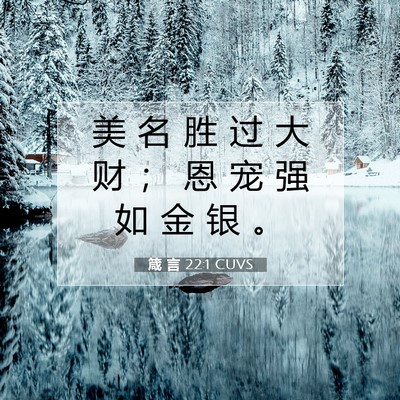 Picture 07 - 箴 言 22:1 CUVS - 美 名 胜 过 大 财 ； 恩 宠 强 如 金 - Bible Verse Picture