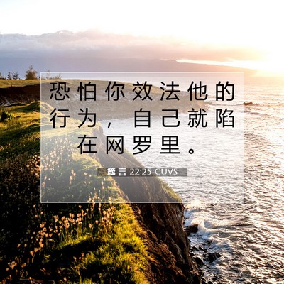 Picture 07 - 箴 言 22:25 CUVS - 恐 怕 你 效 法 他 的 行 为 ， 自 己 - Bible Verse Picture