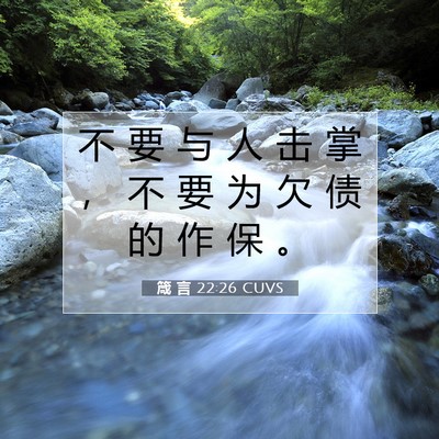 Picture 07 - 箴 言 22:26 CUVS - 不 要 与 人 击 掌 ， 不 要 为 欠 债 - Bible Verse Picture