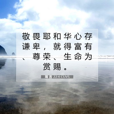 Picture 07 - 箴 言 22:4 CUVS - 敬 畏 耶 和 华 心 存 谦 卑 ， 就 得 - Bible Verse Picture