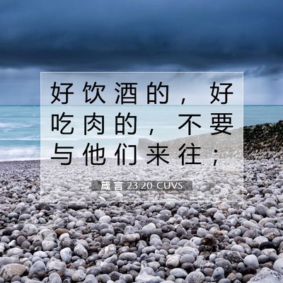 Picture 07 - 箴 言 23:20 CUVS - 好 饮 酒 的 ， 好 吃 肉 的 ， 不 要 - Bible Verse Picture