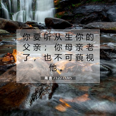 Picture 07 - 箴 言 23:22 CUVS - 你 要 听 从 生 你 的 父 亲 ； 你 母 - Bible Verse Picture