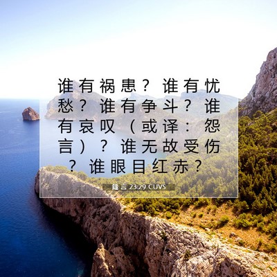 Picture 07 - 箴 言 23:29 CUVS - 谁 有 祸 患 ？ 谁 有 忧 愁 ？ 谁 有 - Bible Verse Picture
