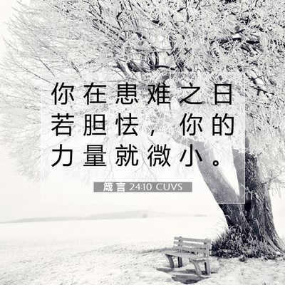 Picture 07 - 箴 言 24:10 CUVS - 你 在 患 难 之 日 若 胆 怯 ， 你 的 - Bible Verse Picture
