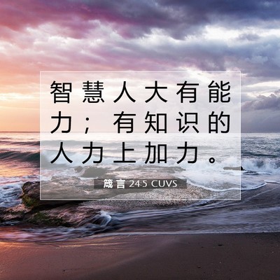 Picture 07 - 箴 言 24:5 CUVS - 智 慧 人 大 有 能 力 ； 有 知 识 的 - Bible Verse Picture