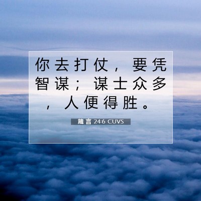 Picture 07 - 箴 言 24:6 CUVS - 你 去 打 仗 ， 要 凭 智 谋 ； 谋 士 - Bible Verse Picture