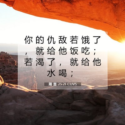 Picture 07 - 箴 言 25:21 CUVS - 你 的 仇 敌 若 饿 了 ， 就 给 他 饭 - Bible Verse Picture