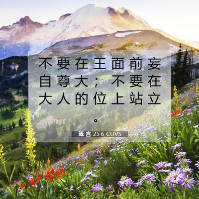 Picture 07 - 箴 言 25:6 CUVS - 不 要 在 王 面 前 妄 自 尊 大 ； 不 - Bible Verse Picture