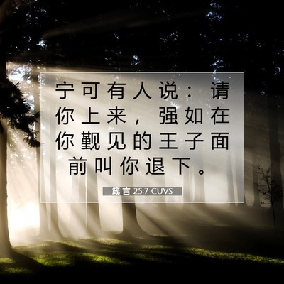 Picture 07 - 箴 言 25:7 CUVS - 宁 可 有 人 说 ： 请 你 上 来 ， 强 - Bible Verse Picture