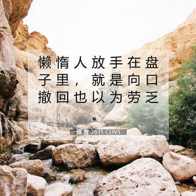 Picture 07 - 箴 言 26:15 CUVS - 懒 惰 人 放 手 在 盘 子 里 ， 就 是 - Bible Verse Picture