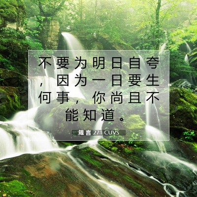 Picture 07 - 箴 言 27:1 CUVS - 不 要 为 明 日 自 夸 ， 因 为 一 日 - Bible Verse Picture