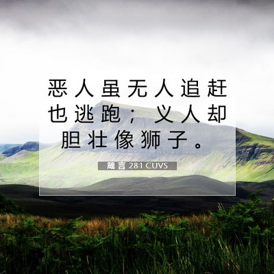Picture 07 - 箴 言 28:1 CUVS - 恶 人 虽 无 人 追 赶 也 逃 跑 ； 义 - Bible Verse Picture