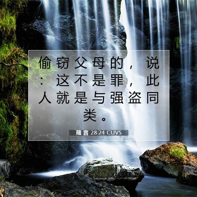 Picture 07 - 箴 言 28:24 CUVS - 偷 窃 父 母 的 ， 说 ： 这 不 是 罪 - Bible Verse Picture